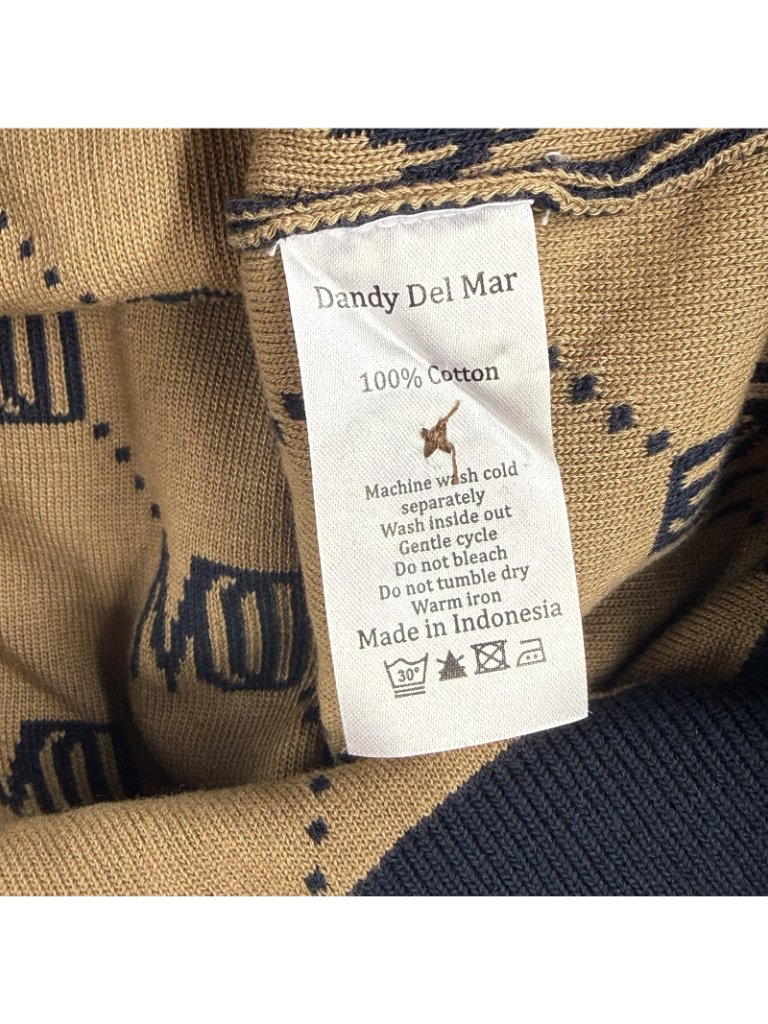 Dandy Del Mar Sweater Mens Medium Blue V Neck Cotton Knit Cardigan Logo Monogram — image 4 of 8